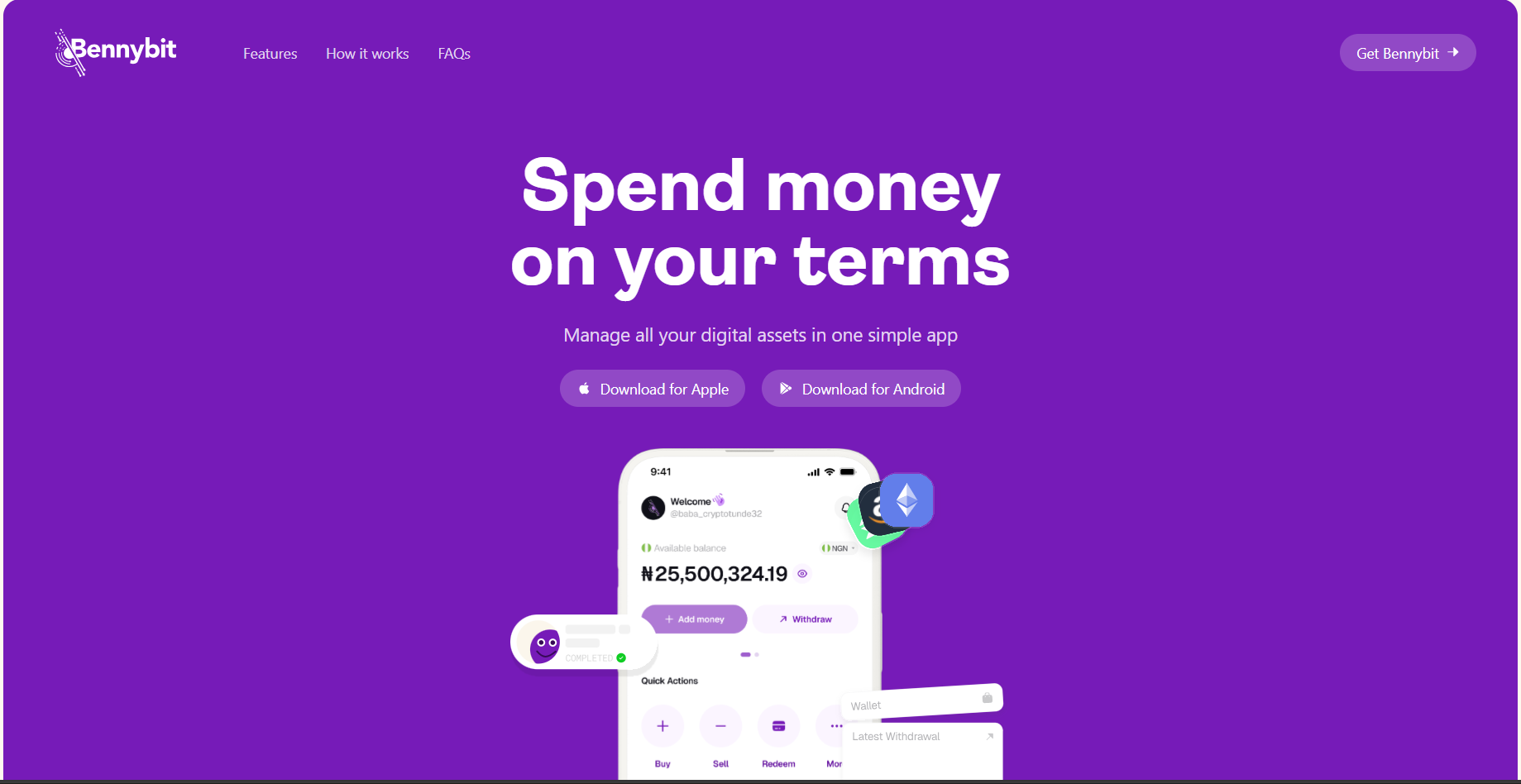 Bennybit landing page preview